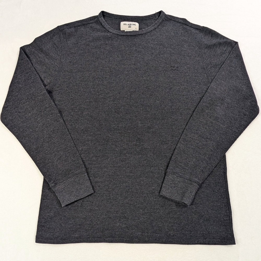 Billabong Thermal Grey Waffle Knit‎ Long Sleeve Shirt -  Men's XL